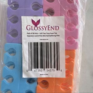 36 Multi-Colored Toe Separators & Bonus 8 Nail Files